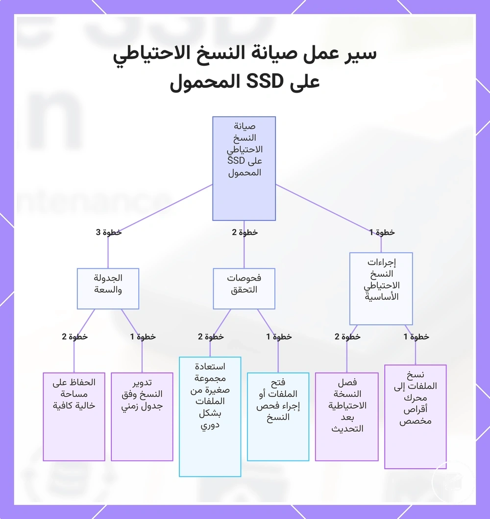 سير عمل صيانة النسخ الاحتياطي على SSD المحمول