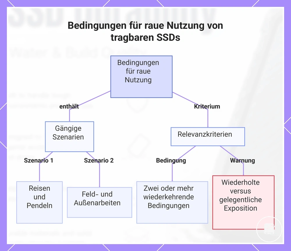 Bedingungen für raue Nutzung von tragbaren SSDs