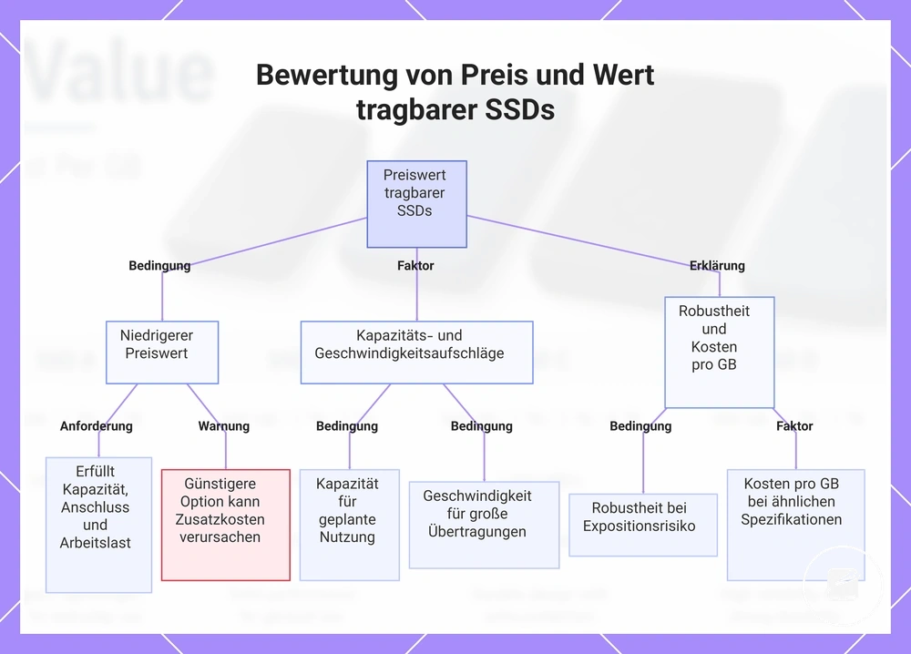 Bewertung von Preis und Wert tragbarer SSDs