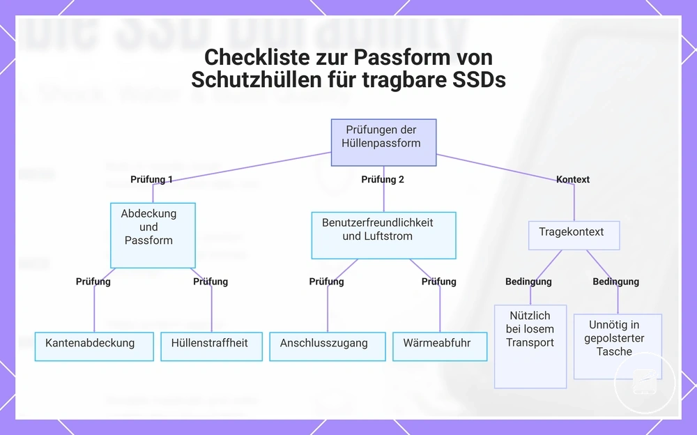 Checkliste zur Passform von Schutzhüllen für tragbare SSDs