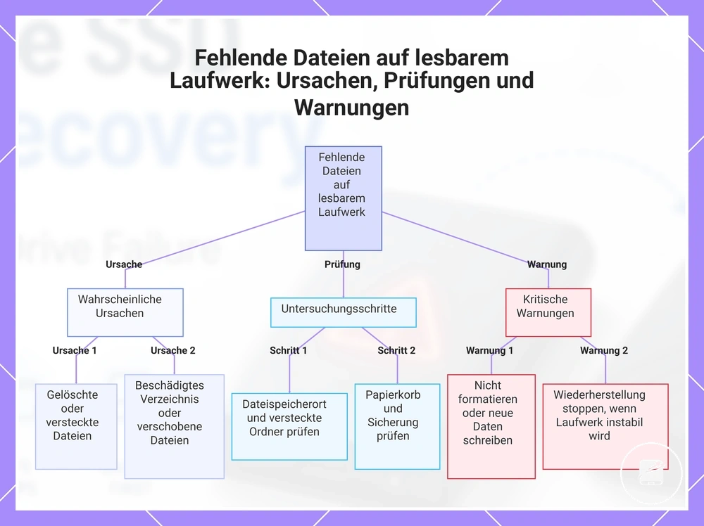 Fehlende Dateien auf lesbarem Laufwerk: Ursachen, Prüfungen und Warnungen