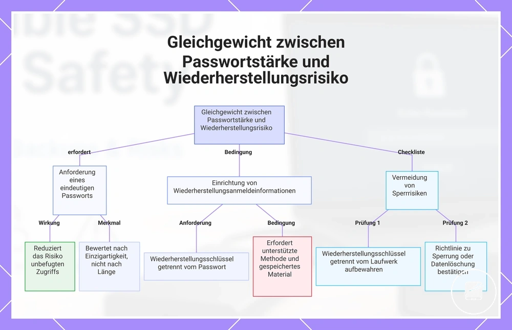 Gleichgewicht zwischen Passwortstärke und Wiederherstellungsrisiko