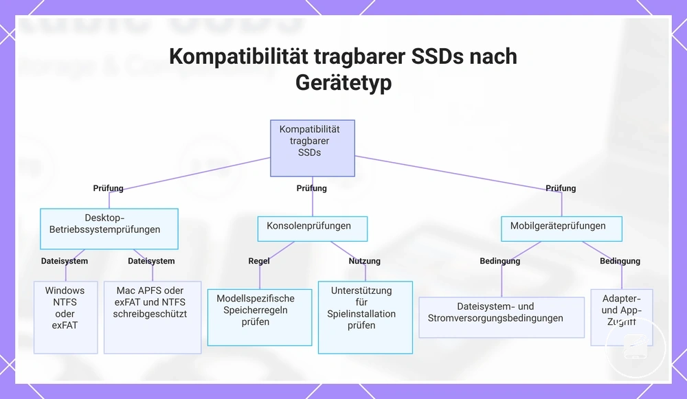 Kompatibilität tragbarer SSDs nach Gerätetyp