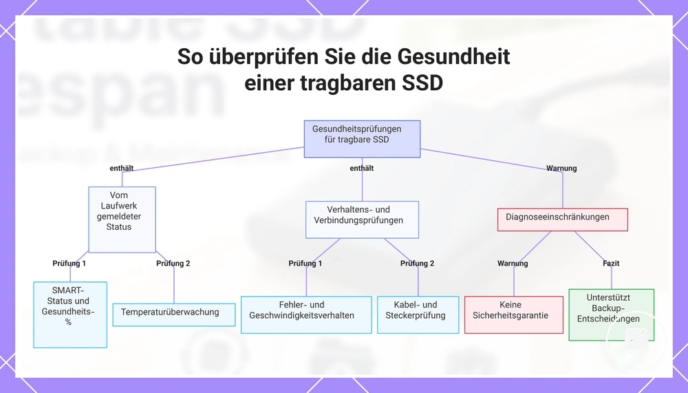 So überprüfen Sie die Gesundheit einer tragbaren SSD