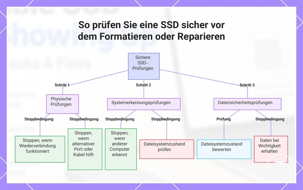So prüfen Sie eine SSD sicher vor dem Formatieren oder Reparieren