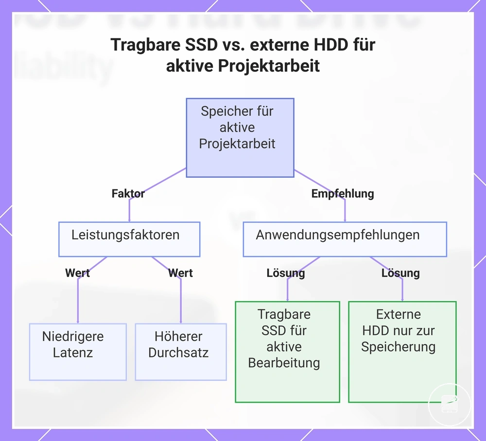 Tragbare SSD vs. externe HDD für aktive Projektarbeit