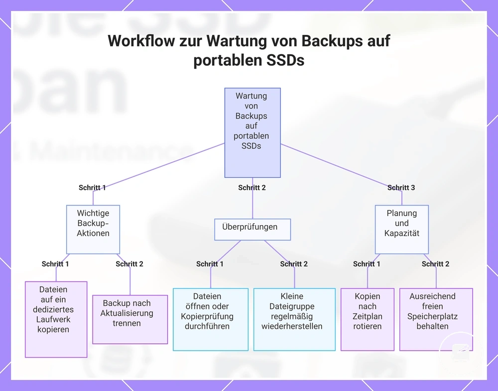 Workflow zur Wartung von Backups auf portablen SSDs