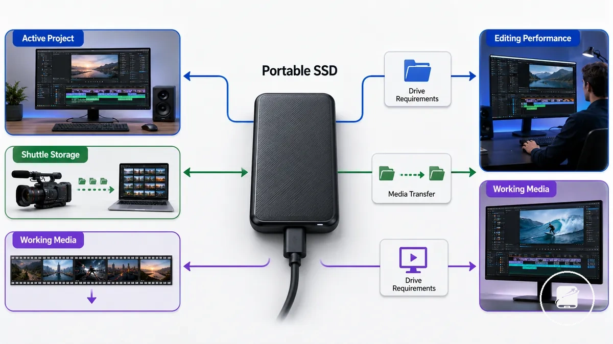 Comparison of portable SSD workflow roles for video editing