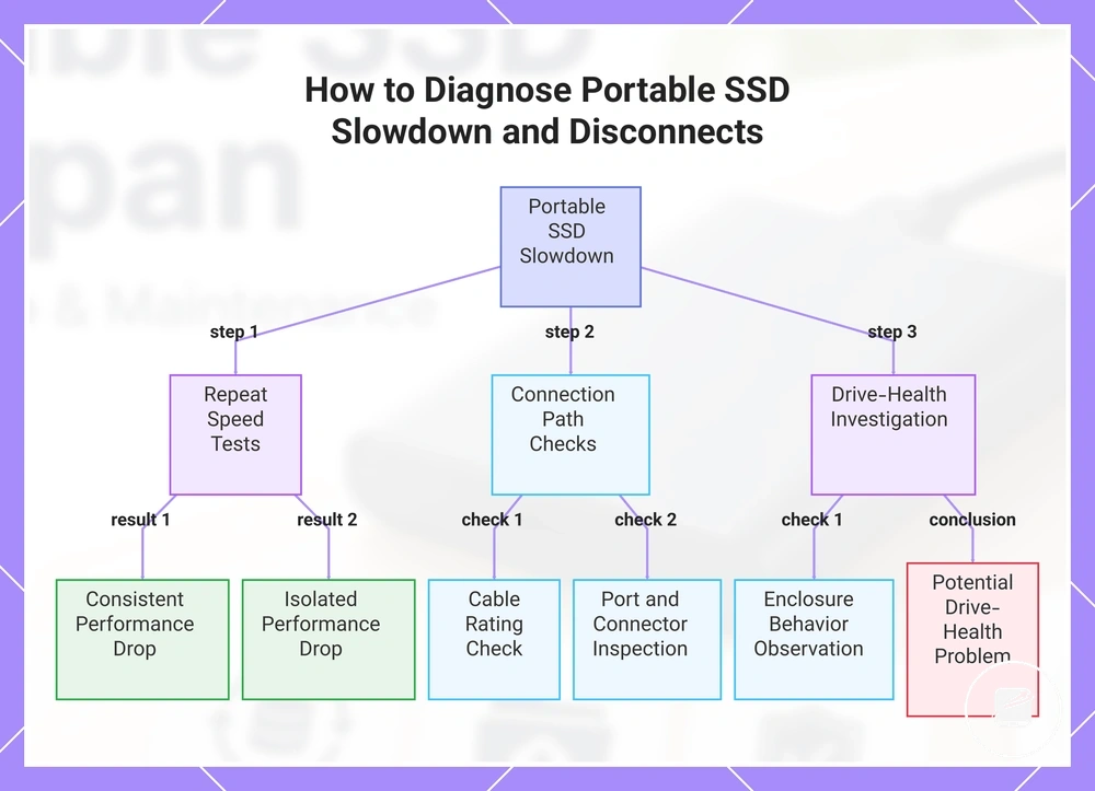 How to Diagnose Portable SSD Slowdown and Disconnects