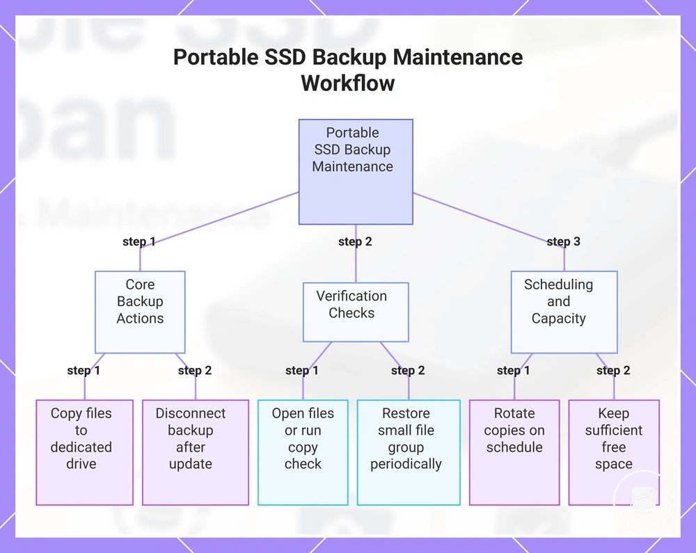 Portable SSD Backup Maintenance Workflow