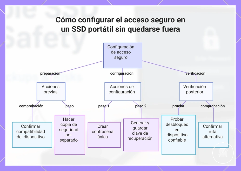 Cómo configurar el acceso seguro en un SSD portátil sin quedarse fuera