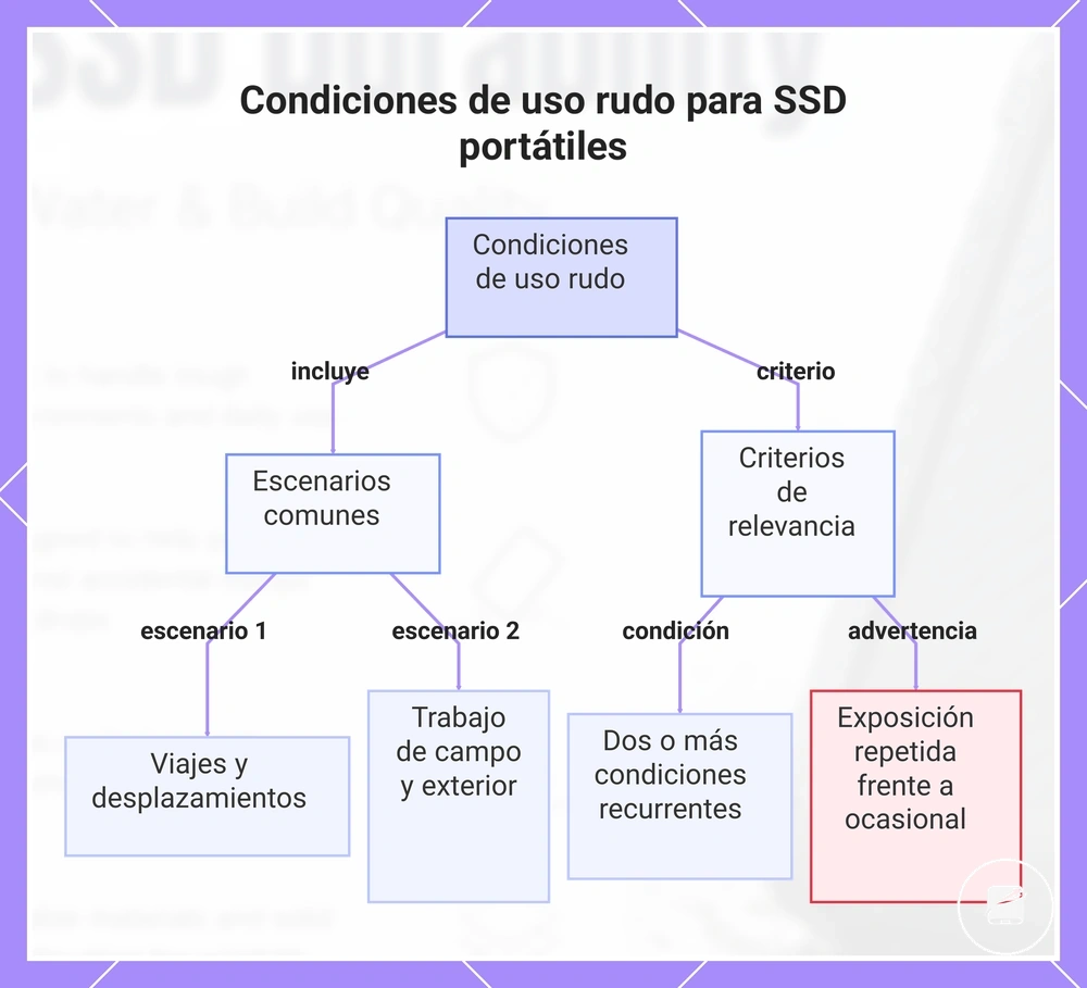 Condiciones de uso rudo para SSD portátiles