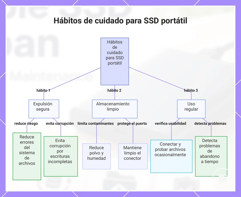 Hábitos de cuidado para SSD portátil