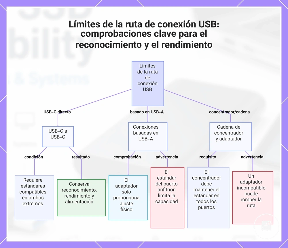 Límites de la ruta de conexión USB: comprobaciones clave para el reconocimiento y el rendimiento