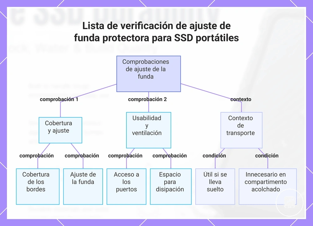 Lista de verificación de ajuste de funda protectora para SSD portátiles