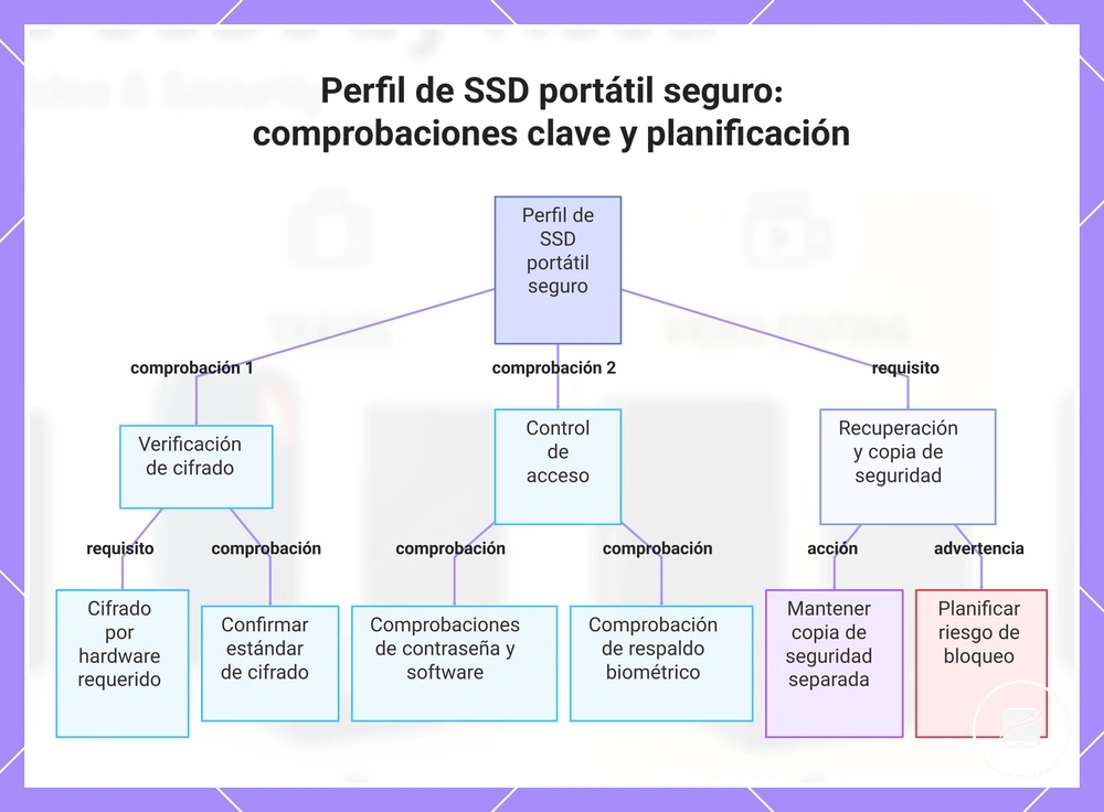 Perfil de SSD portátil seguro: comprobaciones clave y planificación