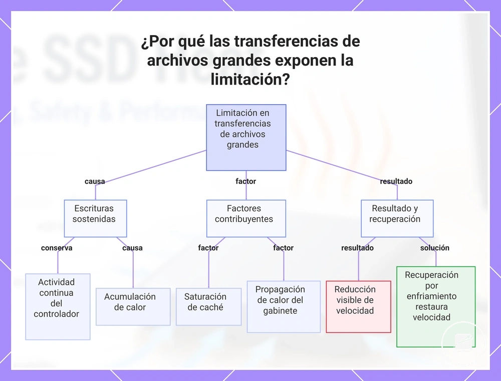 ¿Por qué las transferencias de archivos grandes exponen la limitación?