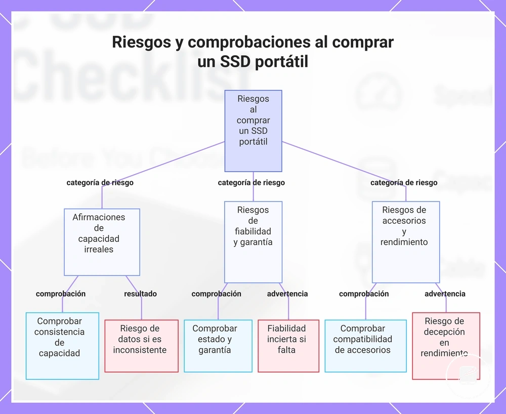 Riesgos y comprobaciones al comprar un SSD portátil