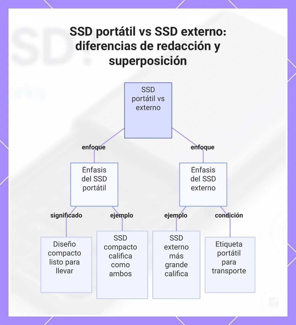 SSD portátil vs SSD externo: diferencias de redacción y superposición