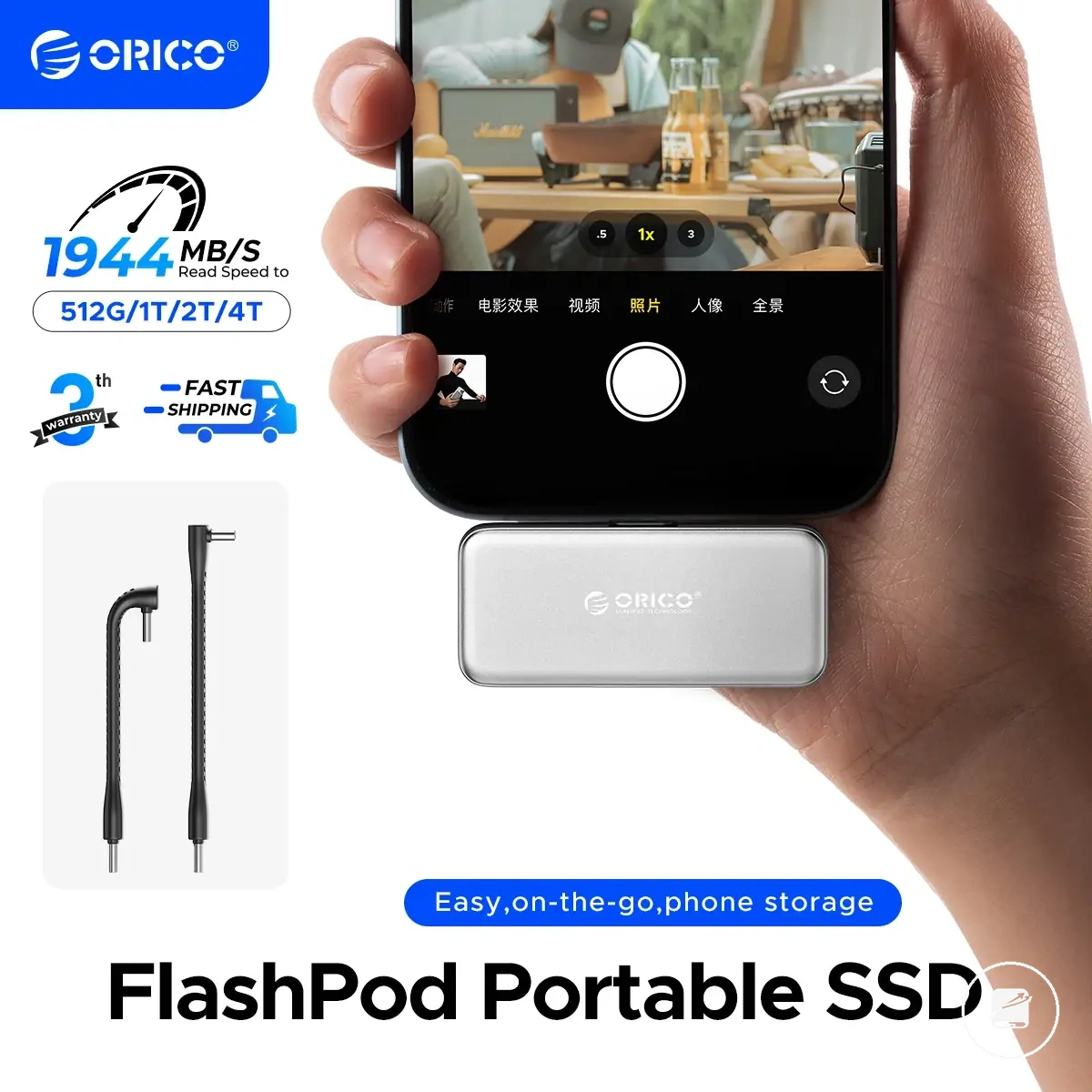 SSD portable magnétique 1 To pour iPhone, tablettes et ordinateurs portables