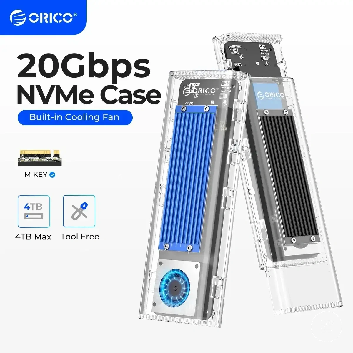 Boîtier SSD M.2 NVMe avec ventilateur et connexion USB 3.2 Gen 2x2
