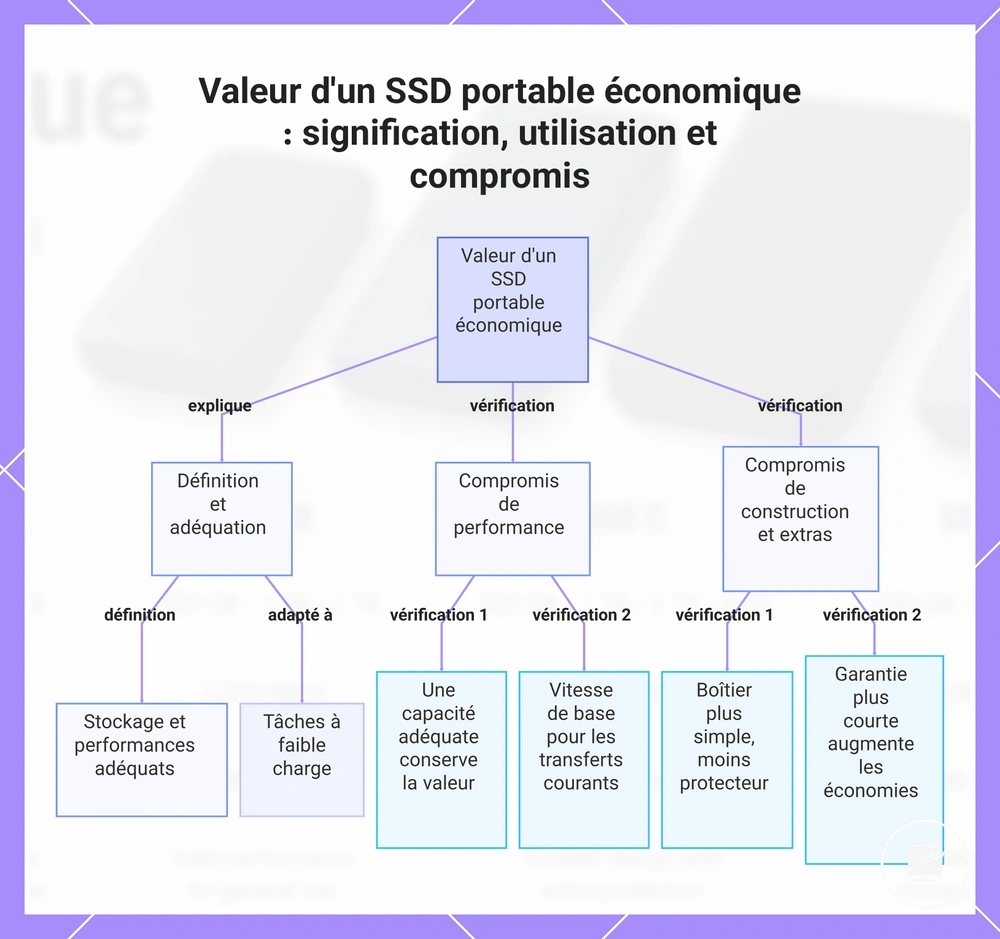 Valeur d'un SSD portable économique : signification, utilisation et compromis