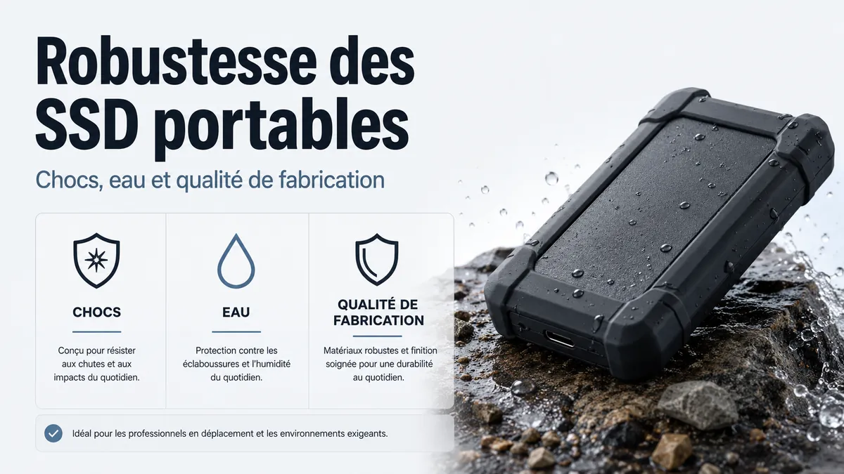 Un SSD portable renforcé avec un boîtier de protection et des éléments résistants à l’eau