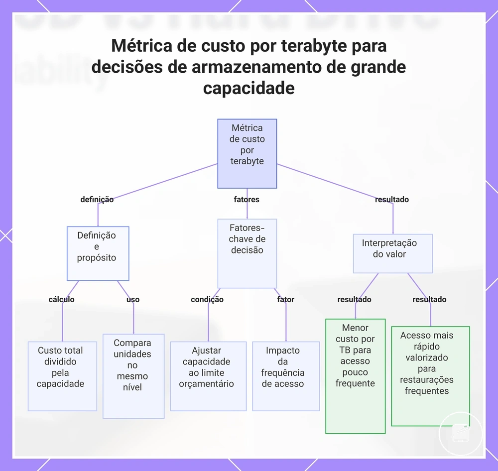Métrica de custo por terabyte para decisões de armazenamento de grande capacidade