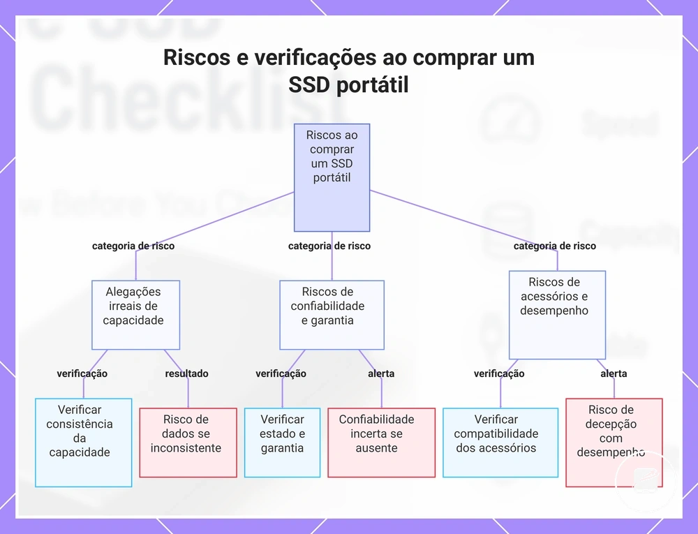 Riscos e verificações ao comprar um SSD portátil