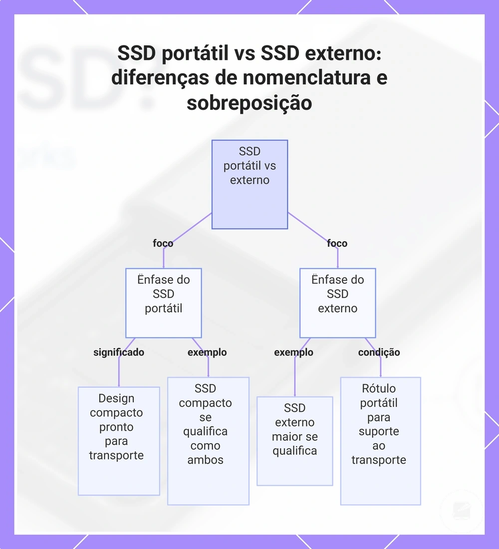 SSD portátil vs SSD externo: diferenças de nomenclatura e sobreposição