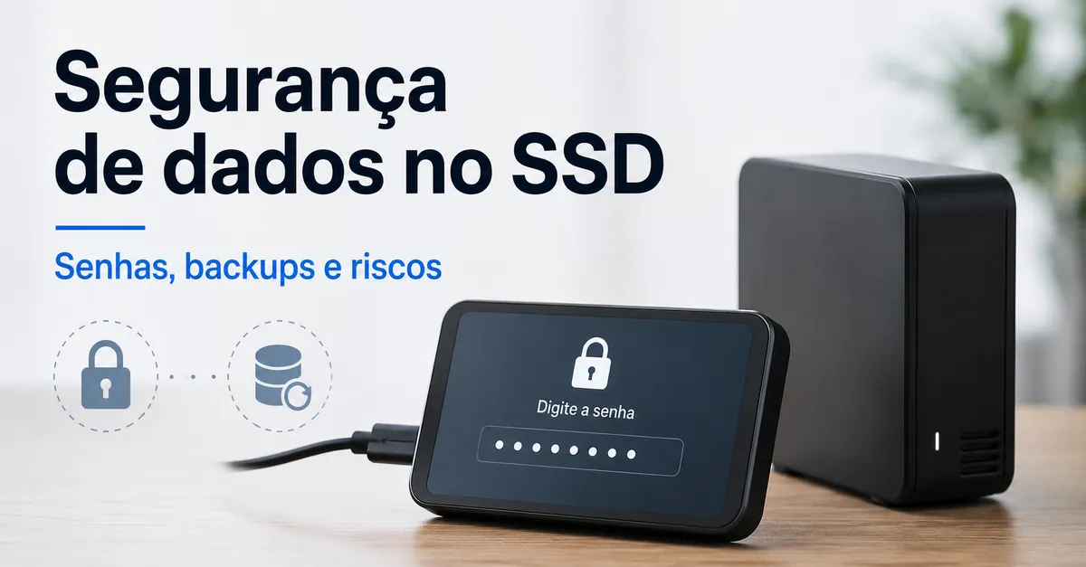 SSD portátil protegido por senha ao lado de uma unidade usada para backup
