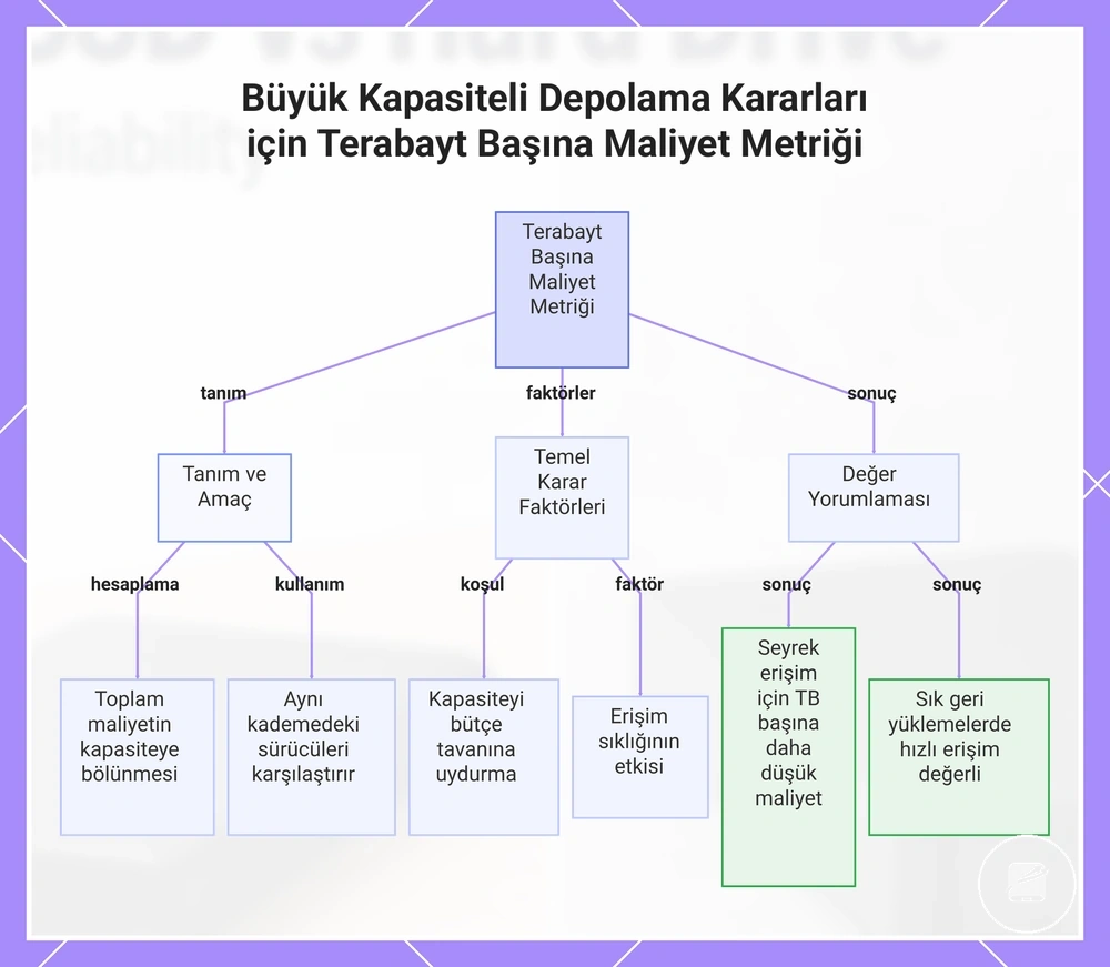 Büyük Kapasiteli Depolama Kararları için Terabayt Başına Maliyet Metriği