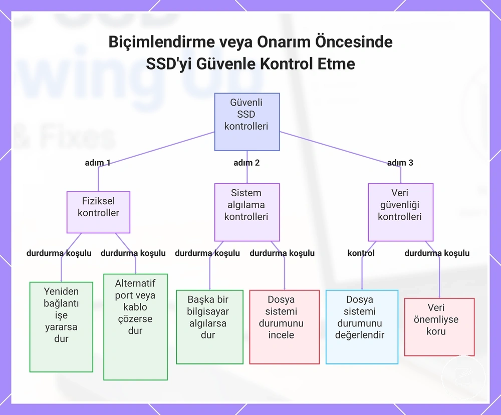 Biçimlendirme veya Onarım Öncesinde SSD'yi Güvenle Kontrol Etme