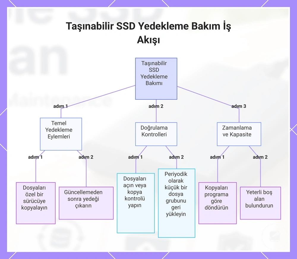 Taşınabilir SSD Yedekleme Bakım İş Akışı