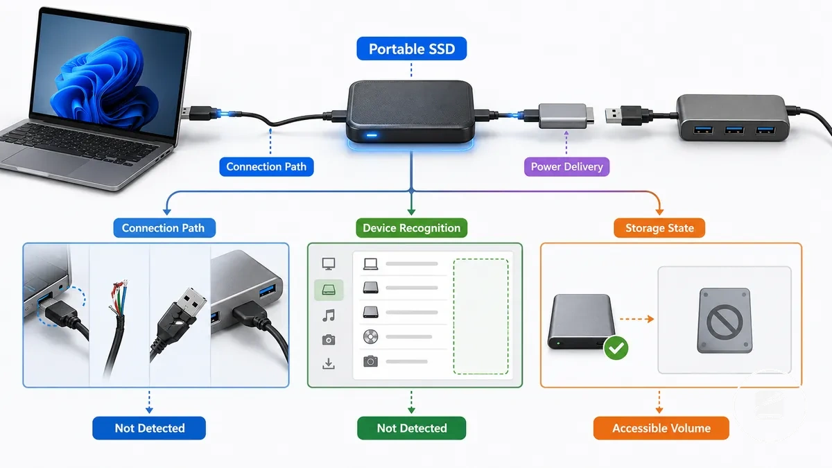 Algılanmayan bir taşınabilir SSD için tanısal neden haritası