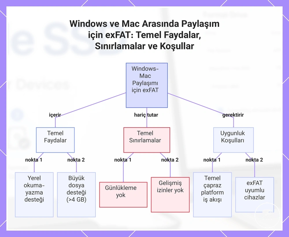 Windows ve Mac Arasında Paylaşım için exFAT: Temel Faydalar, Sınırlamalar ve Koşullar