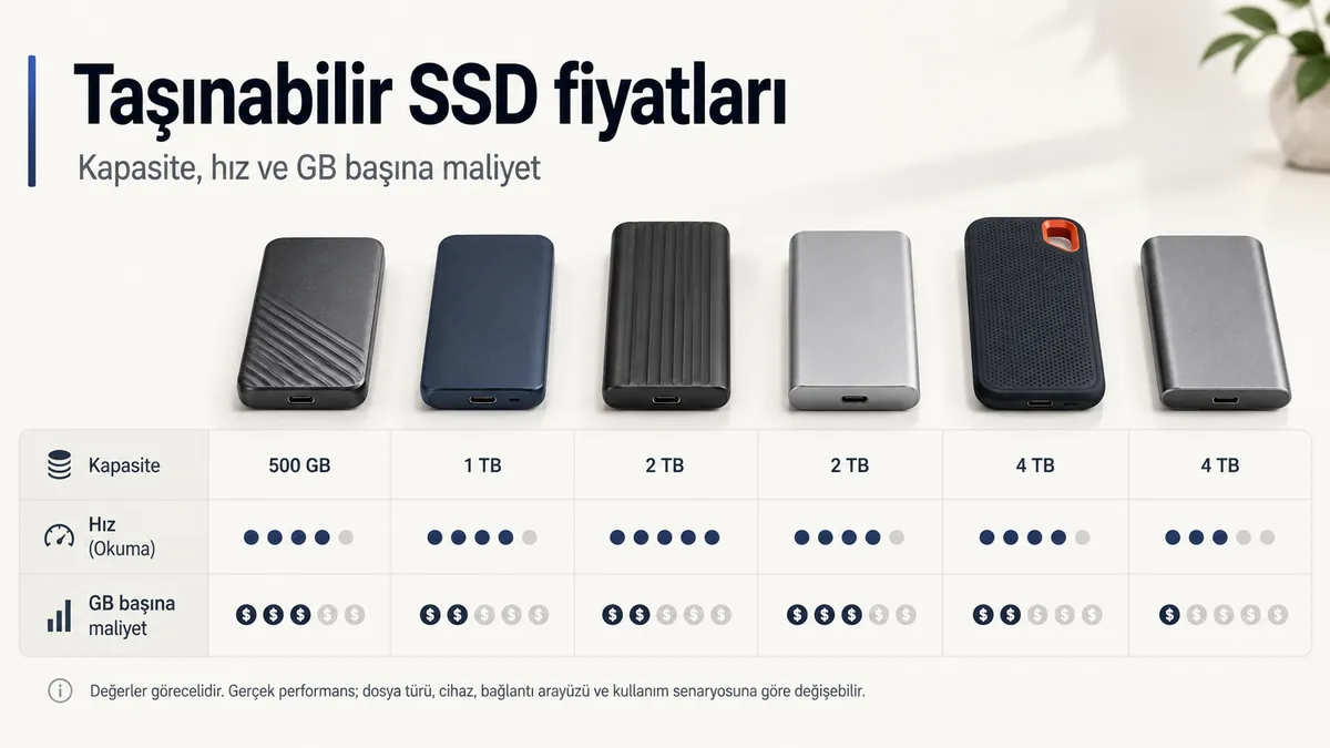 Depolama kapasitesi, hız ve fiyat-performans ölçütlerine göre karşılaştırılan taşınabilir SSD'ler