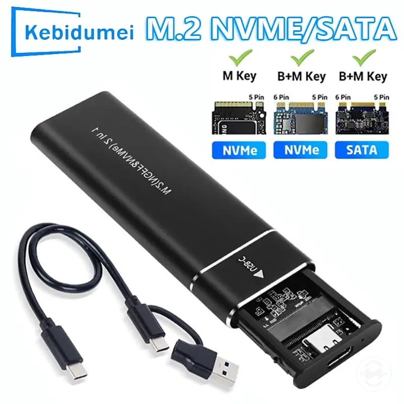 علبة SSD M.2 NVMe وSATA ببروتوكولين بسرعة 10Gbps مع محول USB 3.1 Type-C