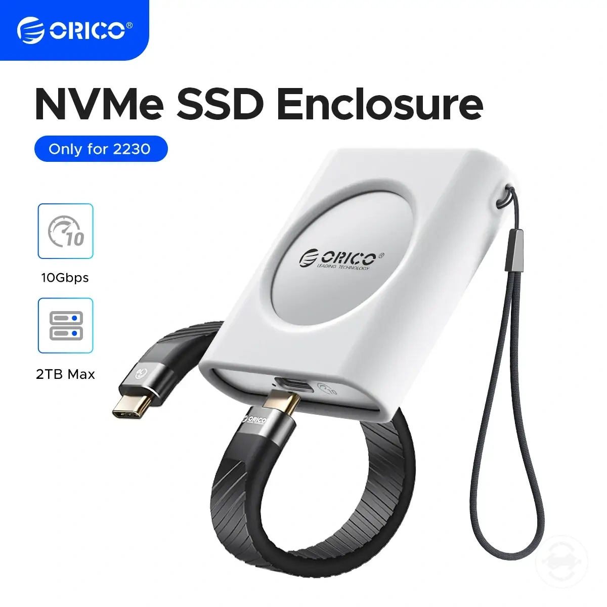 علبة SSD M.2 2230 NVMe من الألمنيوم مع اتصال USB-C 3.2 Gen 2 Type-C