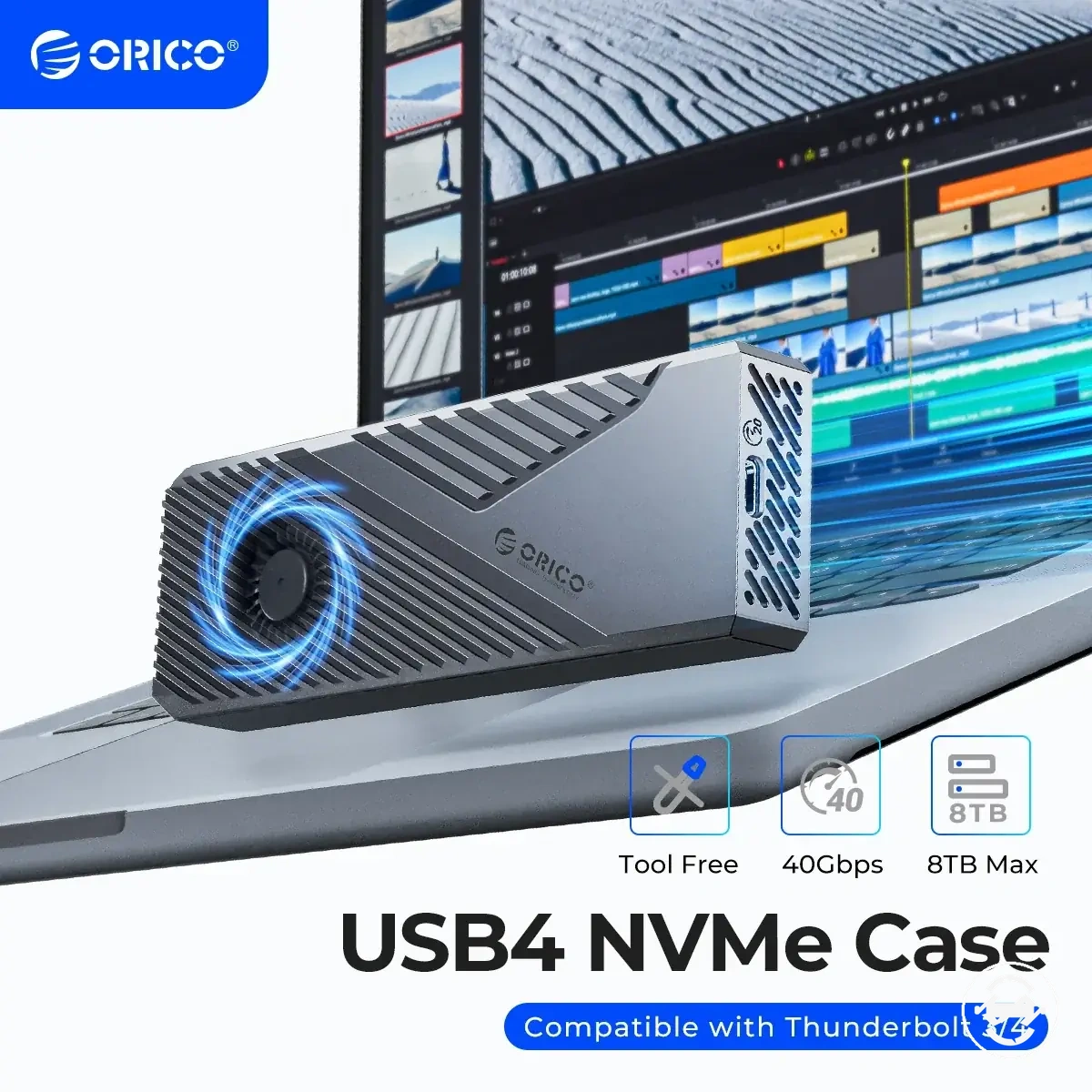 علبة SSD M.2 NVMe USB4 بسرعة 40Gbps من الألمنيوم متوافقة مع Thunderbolt 3 و4