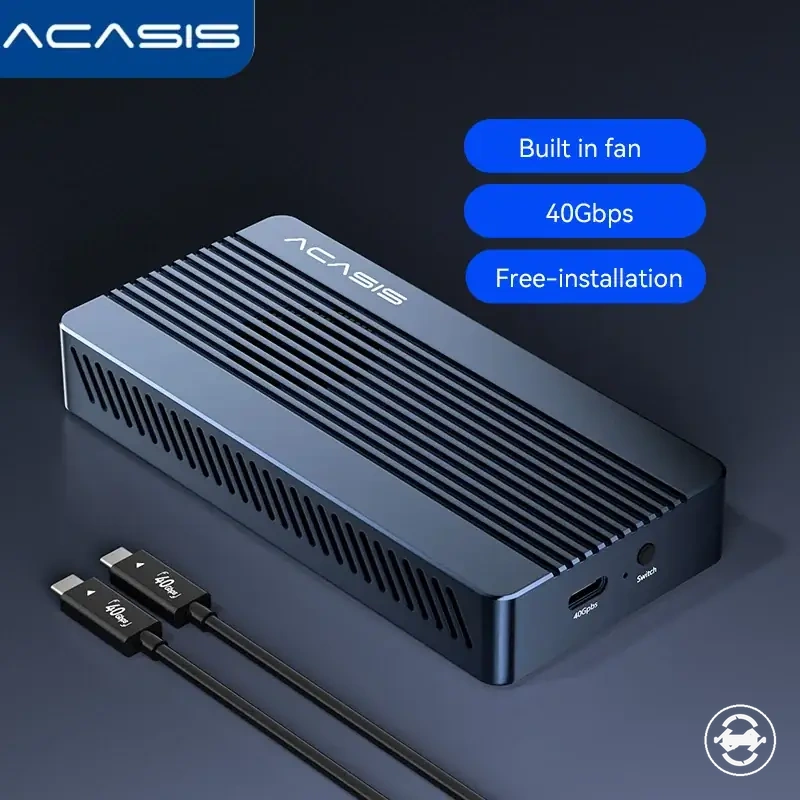 علبة SSD M.2 NVMe USB4 بسرعة 40Gbps مع مروحة تبريد وتوافق Thunderbolt 4