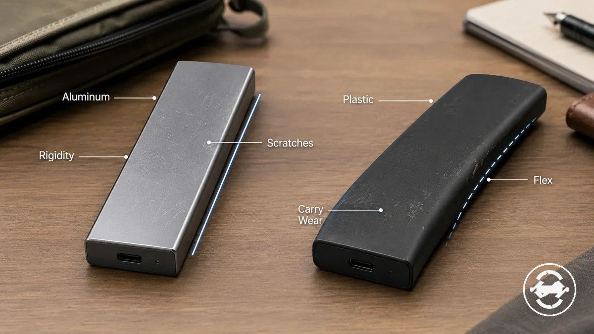 علبتا SSD M.2 من الألومنيوم والبلاستيك مع مؤشرات التآكل اليومي والصلابة