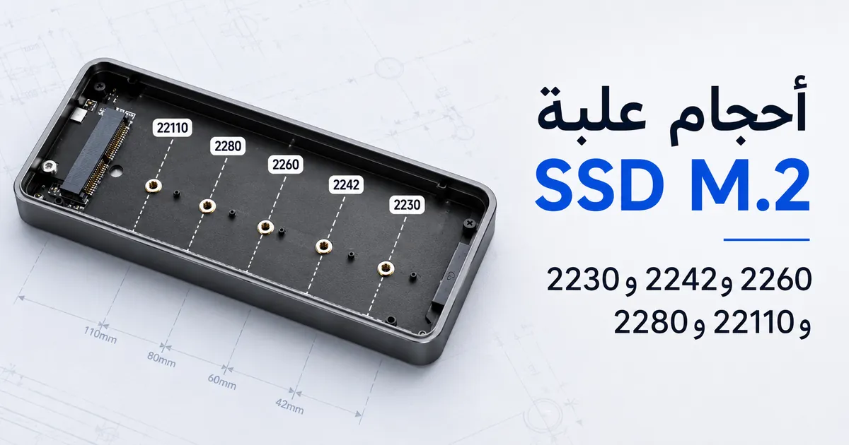 درج علبة SSD M.2 مع مواضع تثبيت محددة لأحجام 2230 و2242 و2260 و2280 و22110