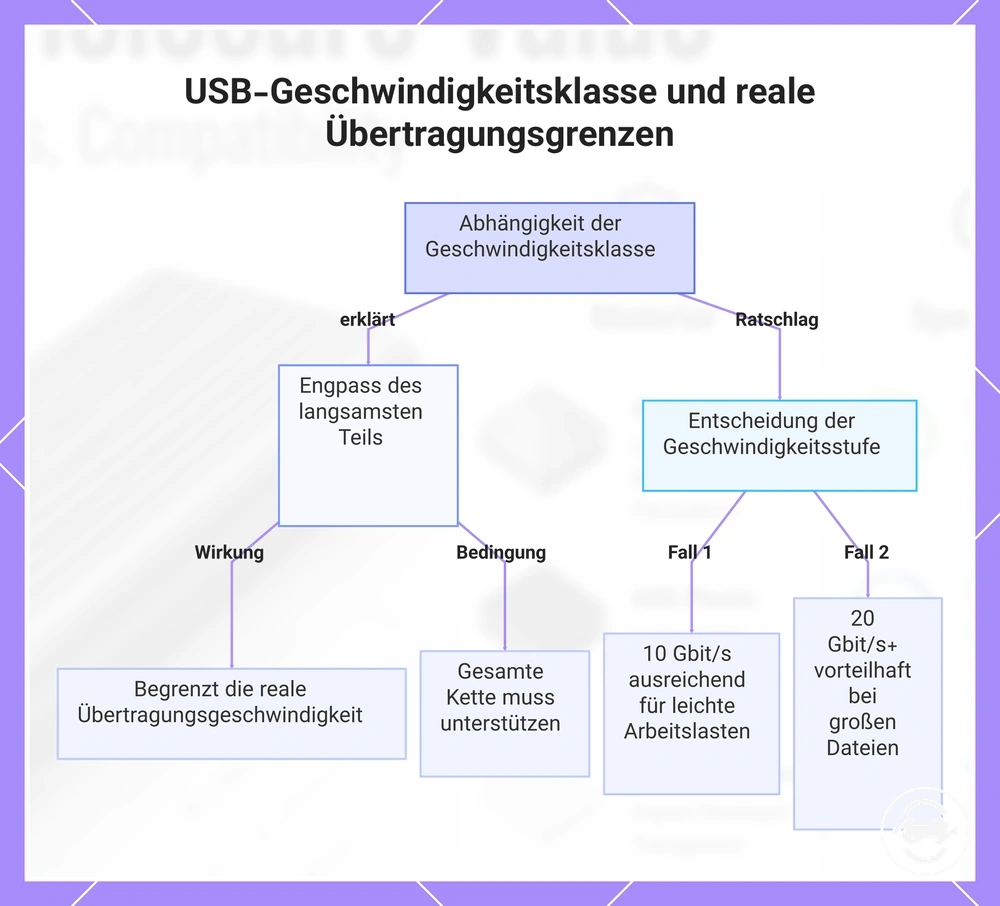 USB-Geschwindigkeitsklasse und reale Übertragungsgrenzen