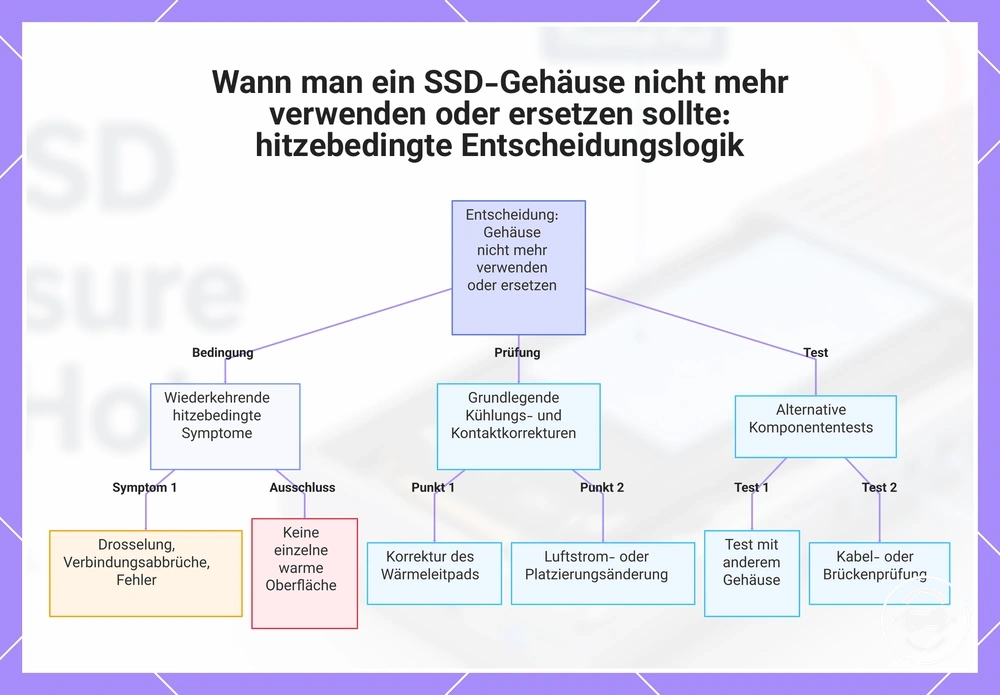 Wann man ein SSD-Gehäuse nicht mehr verwenden oder ersetzen sollte: hitzebedingte Entscheidungslogik