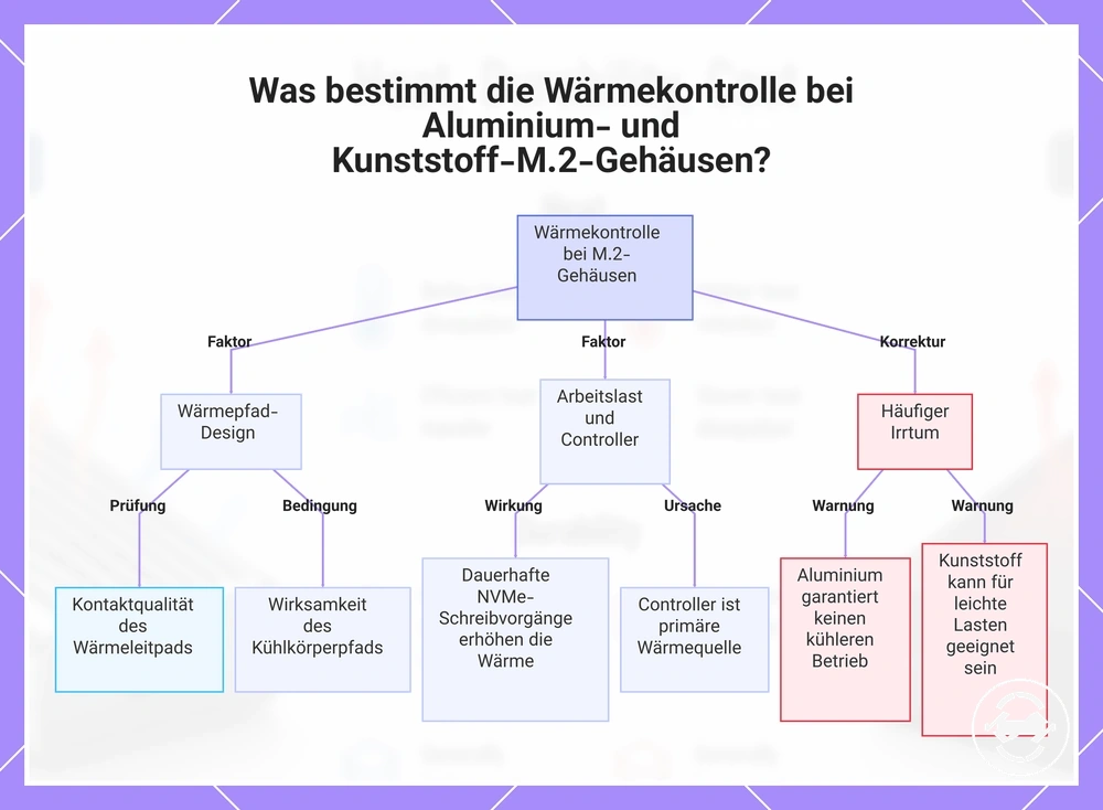 Was bestimmt die Wärmekontrolle bei Aluminium- und Kunststoff-M.2-Gehäusen?