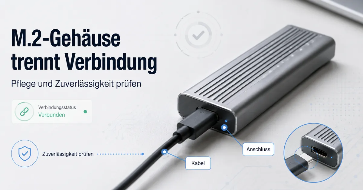 M.2-SSD-Gehäuse mit geprüftem Kabel und Anschluss bei Verbindungsabbrüchen und Zuverlässigkeitsproblemen