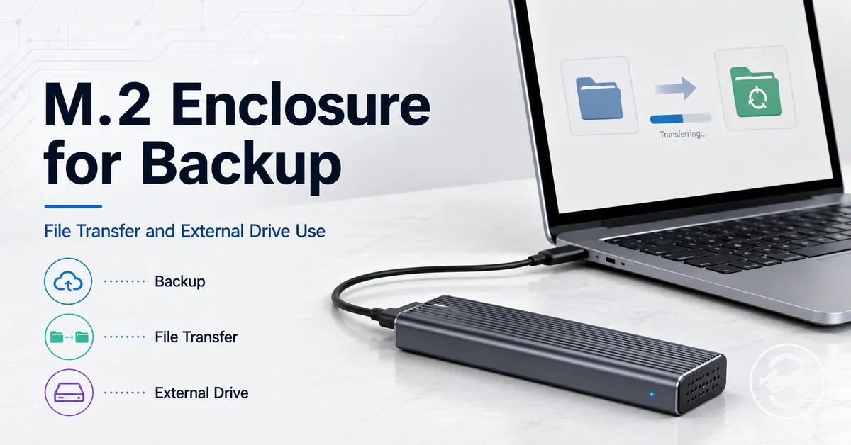 M.2 SSD enclosure used as an external drive for backup and file transfer