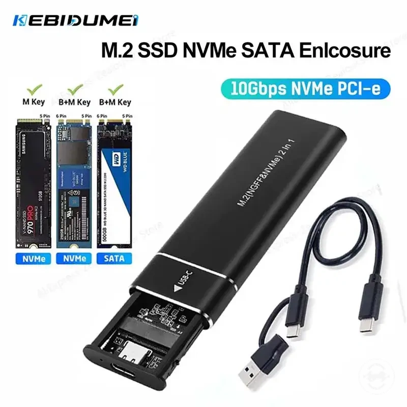 10Gbps dual protocol M.2 NVMe and SATA SSD enclosure supporting M and B&M keys