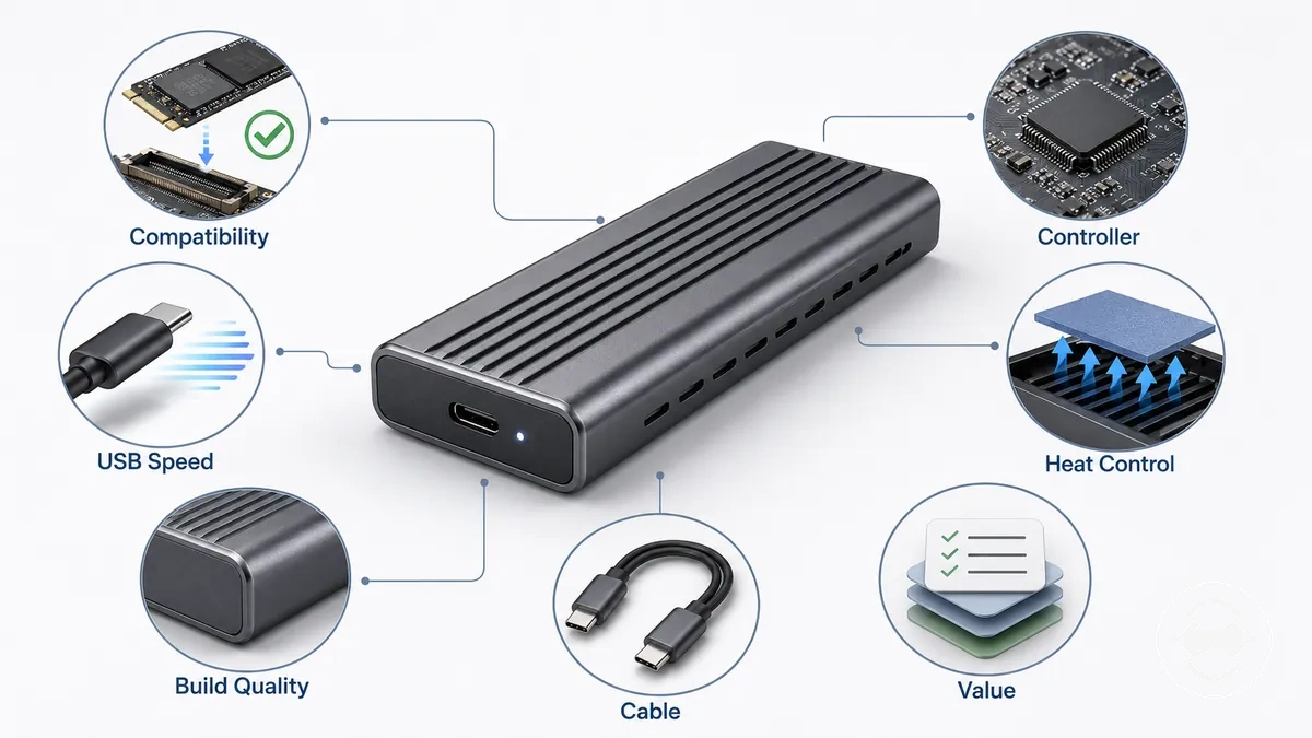 M.2 enclosure cost factors linked to compatibility, speed, heat, and value outcomes